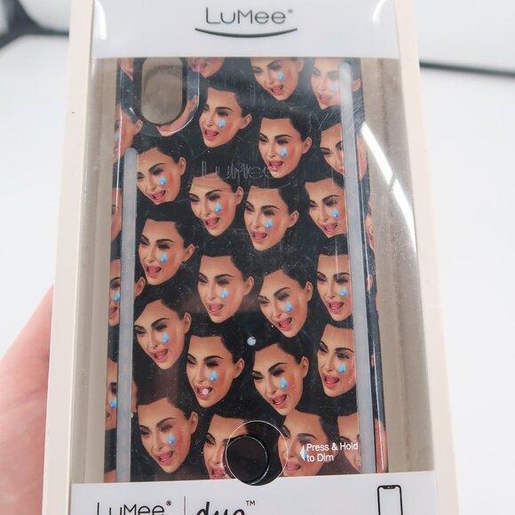LuMee Duo Phone Case, Kimoji Cry Face, Black | Front & Back LED Lighting IphoneX - Picture 4 of 7